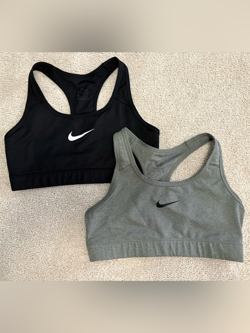Nike Black & Heather Gray Dri-FIT Racerback Sports Bras (2-Pack)